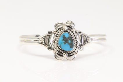 Native America Navajo Sterling Silver Turquoise Bracelet Cuff By Jimmy Garcia.