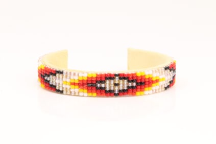 Native America Navajo Multi-Color Stone Leather Bracelet.