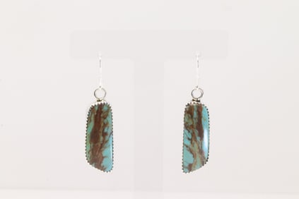 Native America Navajo Sterling Silver Turquoise Dangling Earring's By Hiram Largo.