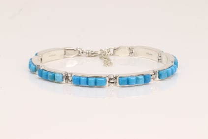 Native America Navajo Sterling Silver Turquoise Bracelet Link.