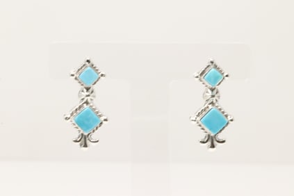 Native America Navajo Sterling Silver Turquoise Post Earring's By Sadie Jim.