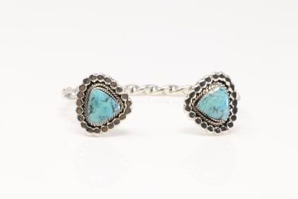 Native America Navajo Sterling Silver Turquoise Bracelet Cuff By Irvin Tsosie.