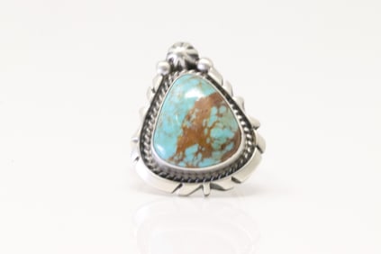 Native America Navajo Sterling Silver Turquoise Ring By Donovan Skeets.