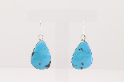 Native America Navajo Sterling Silver Turquoise Dangling Earring's By Hiram Largo.