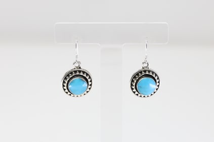 Native America Navajo Sterling Silver Turquoise Dangling Earring's By Verley Betone.