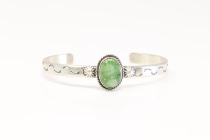 Native America Navajo Sterling Silver Palomino Bracelet Cuff By Samuel Yellowhair.
