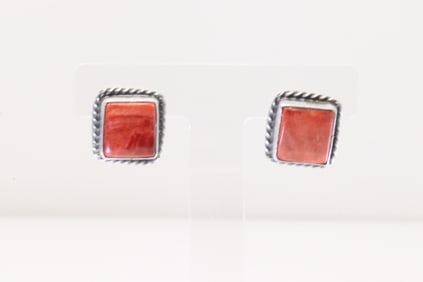 Native America Navajo Sterling Silver Spiny Oyster Post Earring's By Sheryl Kee.