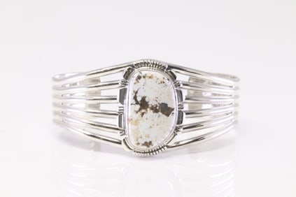 Native America Navajo Sterling Silver Dry Creek Bracelet Cuff By L.M.Y.