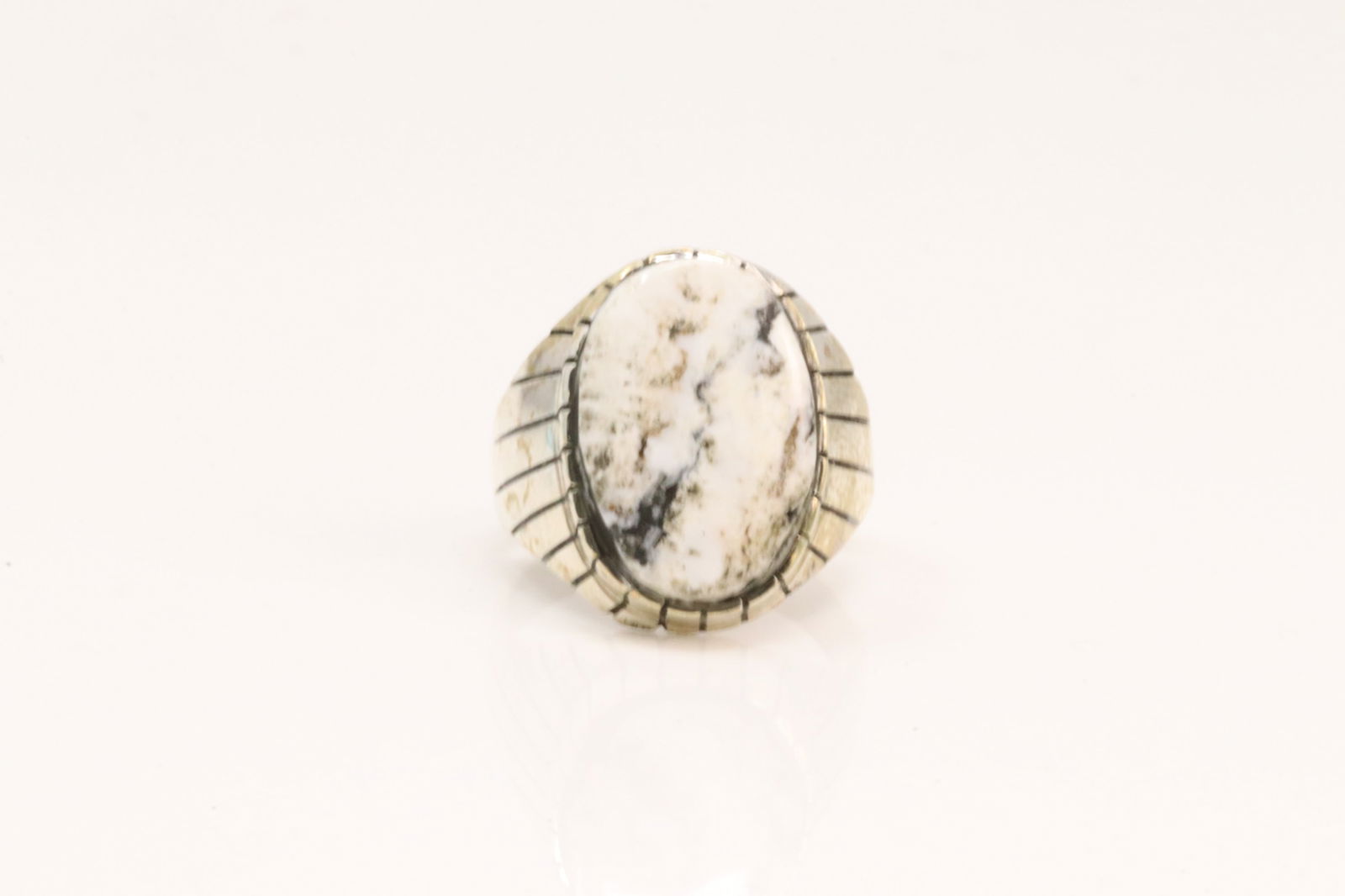 Native America Navajo Sterling Silver White Buffalo Ring By R. (1 of 4)