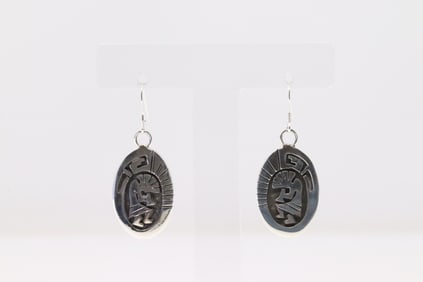 Native America Navajo Sterling Silver Kokopelli Dangling Earring's By Calvin Peterson.