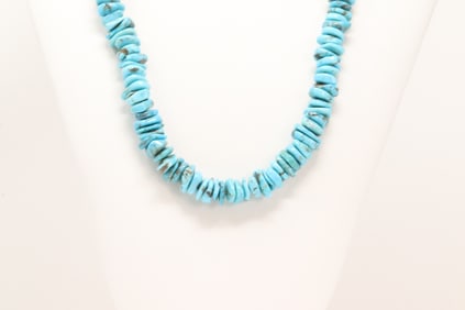 Native America Navajo Sterling Silver Turquoise & Pearl Beaded Necklace.