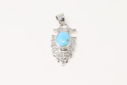 Native America Navajo Sterling Silver Turquoise Pendant.