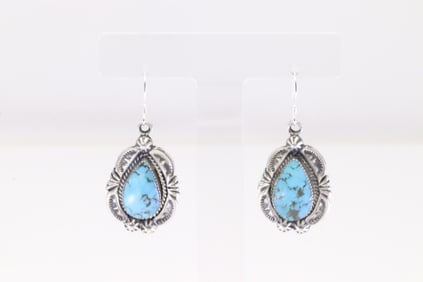 Native America Navajo Sterling Silver Turquoise Dangling Earring's By Franklin Johnson.