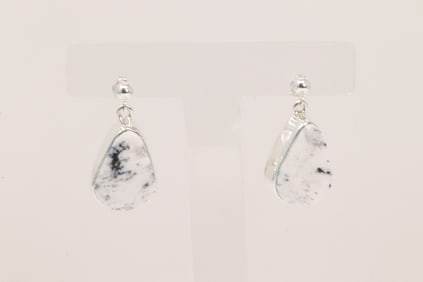Native America Navajo Sterling Silver White Buffalo Post / Dangling Earring's By A.