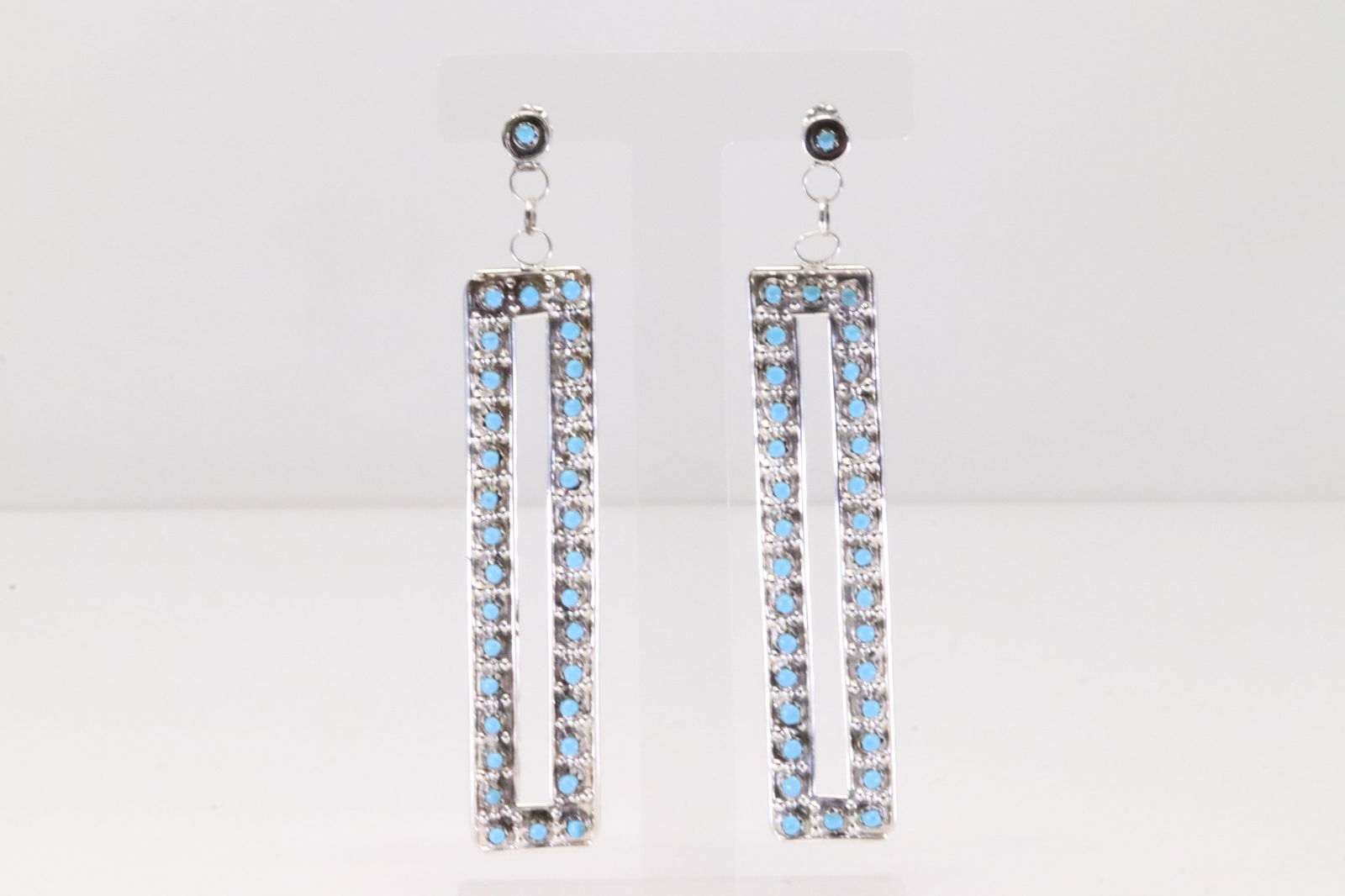 Native America Zuni Sterling Silver Turquoise Post / Dangling Earring's. (1 of 4)