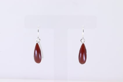 Native American Navajo Sterling Silver Carnelian Dangling Earring's By A.