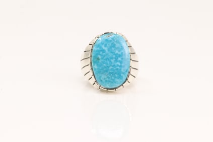 Native America Navajo Sterling Silver Turquoise Ring By R.