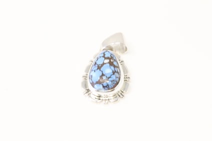 Native America Navajo Sterling Silver Golden Hill Turquoise Pendant By N.J.