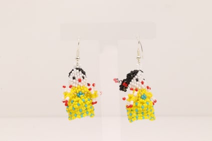 Native America Zuni Sterling Silver Multi-Color Stone Dangling Earring's.