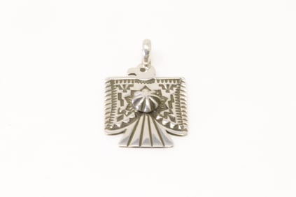 Native America Navajo Sterling Silver Thunderbird Pendant By Darrell Cadman.