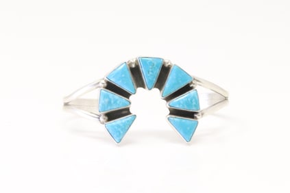 Native America Navajo Sterling Silver Kingman Turquoise Bracelet Cuff By Donovan Skeets.