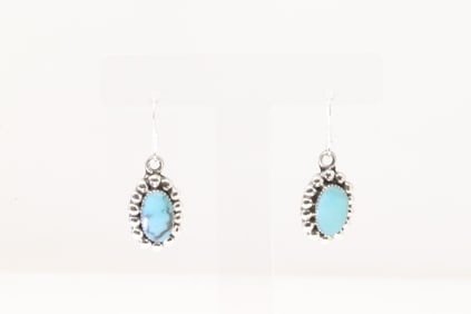 Native America Navajo Sterling Silver Turquoise Dangling Earring's By Sarah Yazzie.