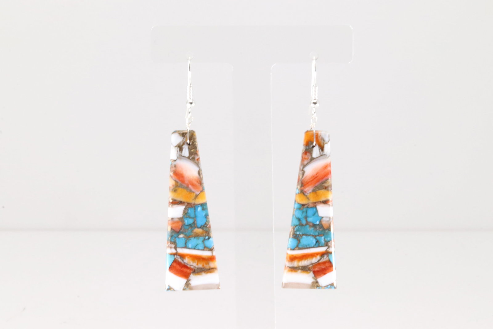 Native America Navajo Sterling Silver Turquoise Compressed Dangling Earring's By Jameson Pete.: This is a Native America Navajo Sterling Silver Turquoise Compressed Dangling Earring's By Jameson Pete.