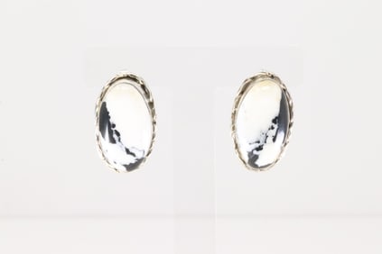 Native America Navajo Sterling Silver White Buffalo Post Earring's By M.