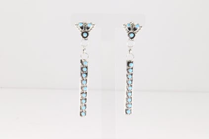 Native America Zuni Sterling Silver Turquoise Post / Dangling Earring's.