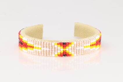 Native America Navajo Multi-Color Stone Leather Bracelet.