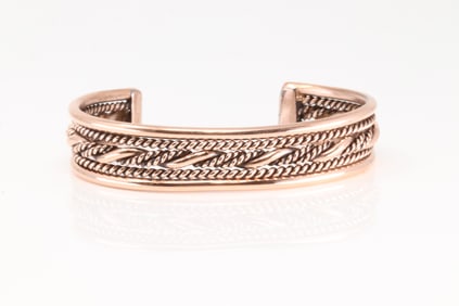 Native America Navajo Copper Bracelet Cuff By Elaine Tahe.