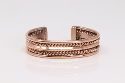 Native America Navajo Copper Bracelet Cuff By Elaine Tahe.