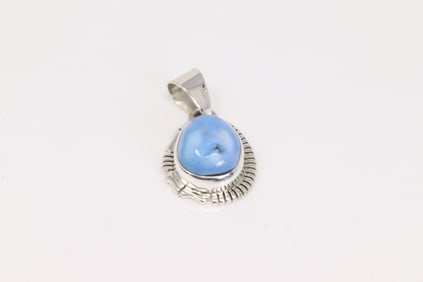 Native America Navajo Sterling Silver Golden Hill Turquoise Pendant By N.J.