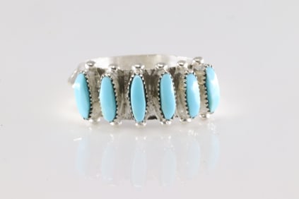 Native America Zuni Sterling Silver Turquoise Ring By Paloma.