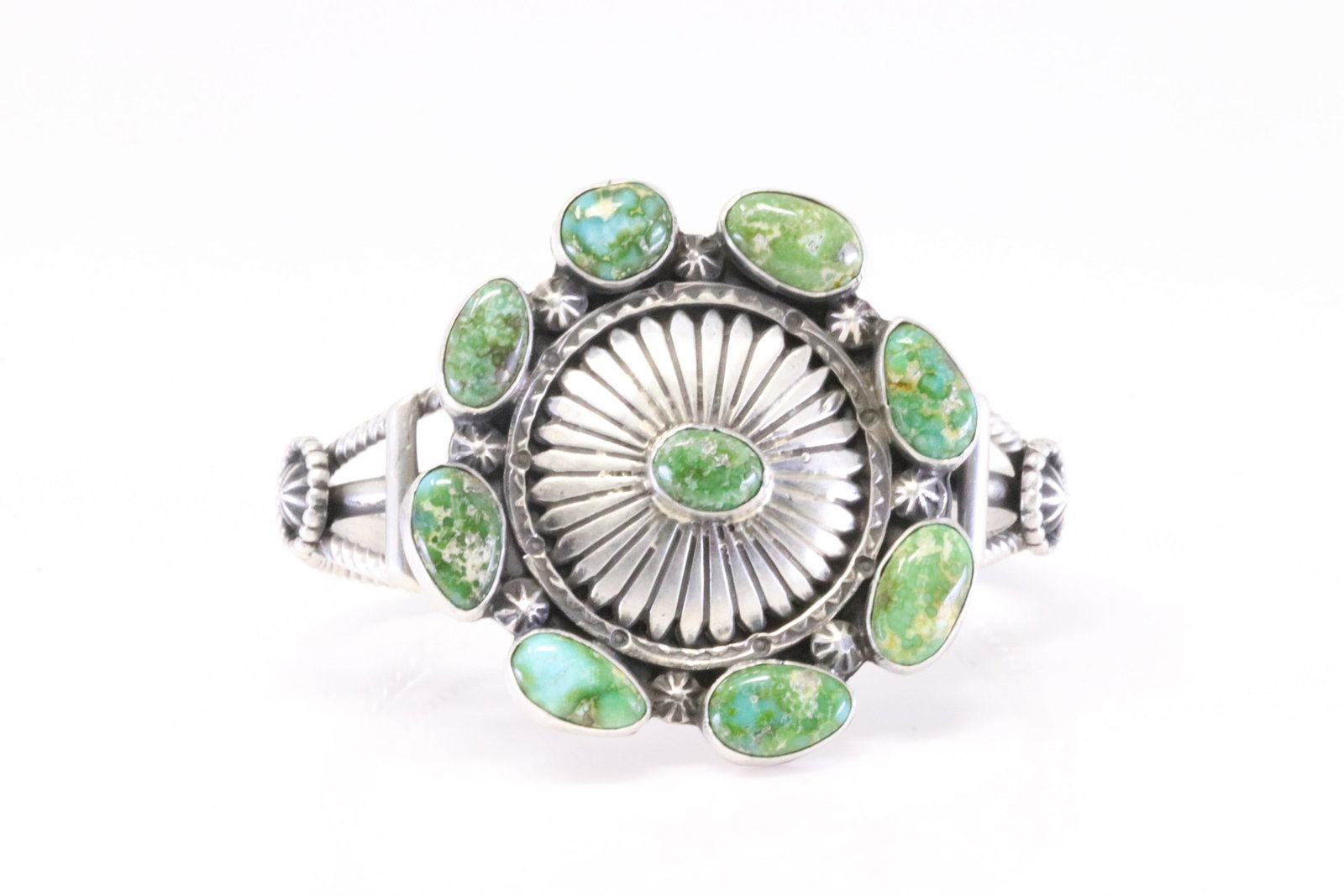 Native America Navajo Sterling Silver Sonora Gold Turquoise Bracelet By Harry B Yazzie. (1 of 4)