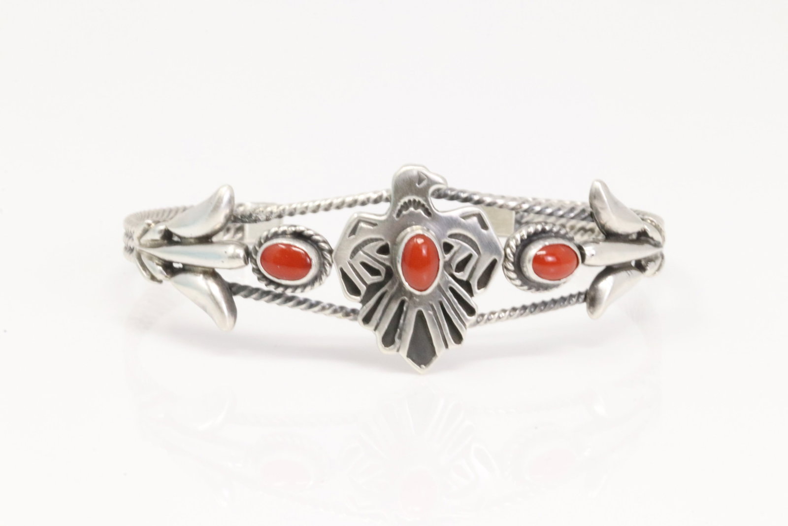 Native America Navajo Sterling Silver Turquoise Thunderbird Bracelet Cuff By Bobby Platero. (1 of 4)