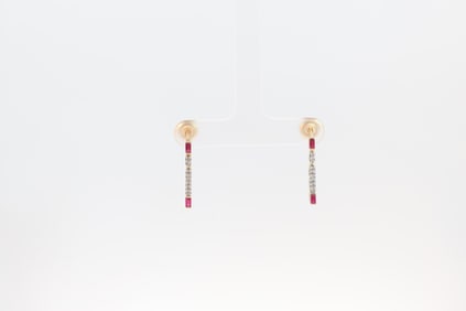 Ruby & Diamond Stud Earring 14Kt.