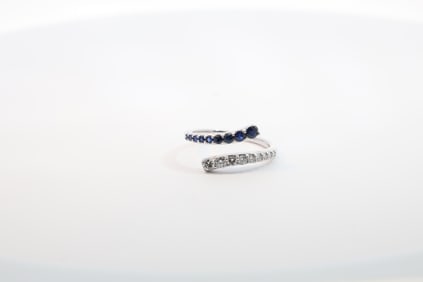 Sapphire & Diamond Bypass Ring 14Kt.