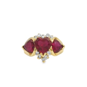 Ruby & Diamond Heart Ring 14Kt.