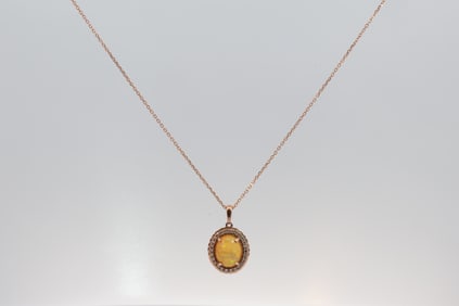 Opal & Diamonds 14Kt Rose Gold Necklace.