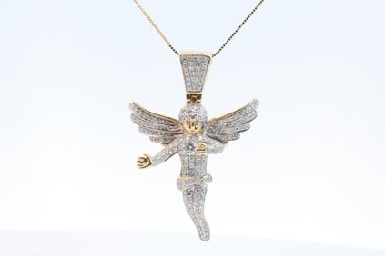 14Kt Yellow Gold Angel Necklace.