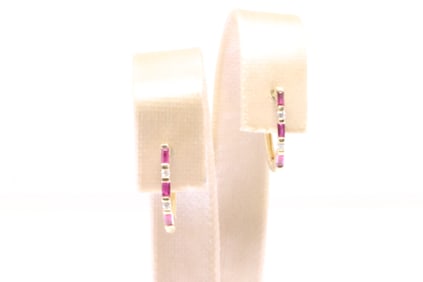 Ruby & Diamond Huggie Earring 14Kt.