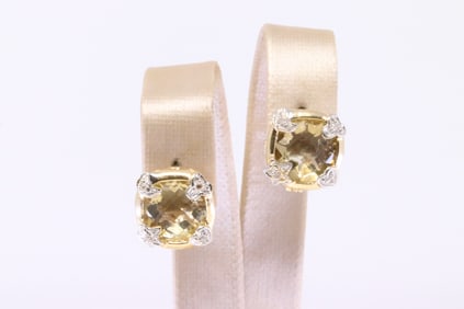 Citrine & Diamond Earring 14Kt.