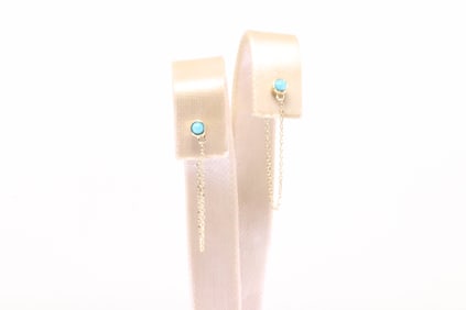 Turquoise Dangling Hoop Earring 14Kt.