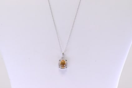 Citrine & Diamond Pendant / Necklace 10Kt.