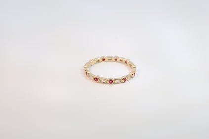 Ruby & Diamond Eternity Ring 14Kt.