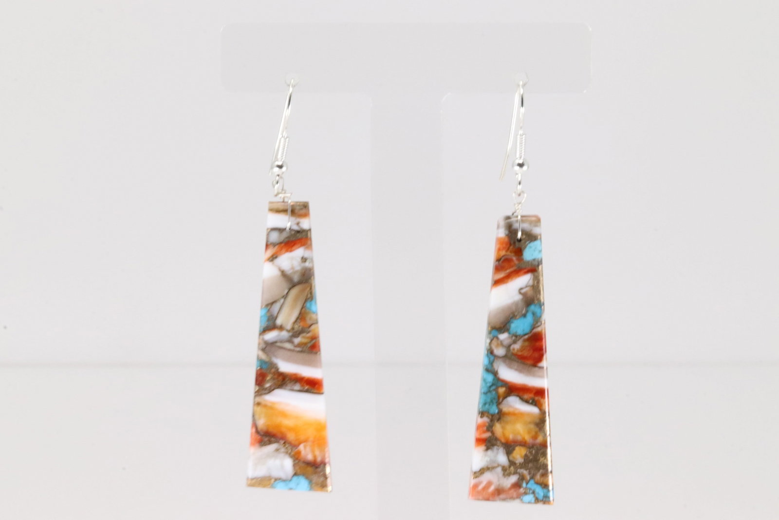 Native America Navajo Sterling Silver Turquoise Compressed Dangling Earring's By Jameson Pete.: This is a Native America Navajo Sterling Silver Turquoise Compressed Dangling Earring's By Jameson Pete.