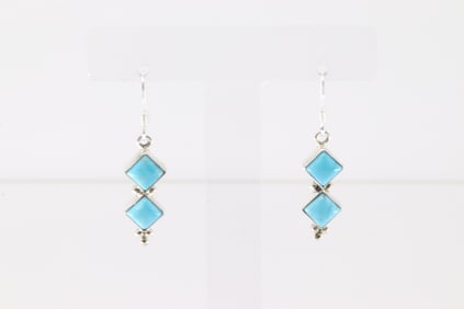 Native America Navajo Sterling Silver Turquoise Dangling Earring's By Gary Shorty.