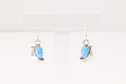 Native America Navajo Sterling Silver Turquoise Dangling Earring's By Lydia Simplicio.