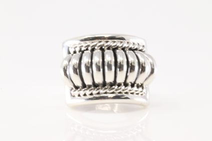 Native America Navajo Sterling Silver Solid Stamped Ring By Thomas Charley.